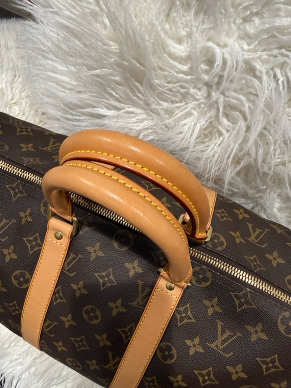 Louis Vuitton Monogram Canvas Duffel with Natural Tan Leather Trim - Picture 4 of 4